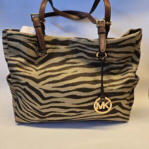 NWT Michael Kors Charm Metallic Zebra Tote Shoulder Bag